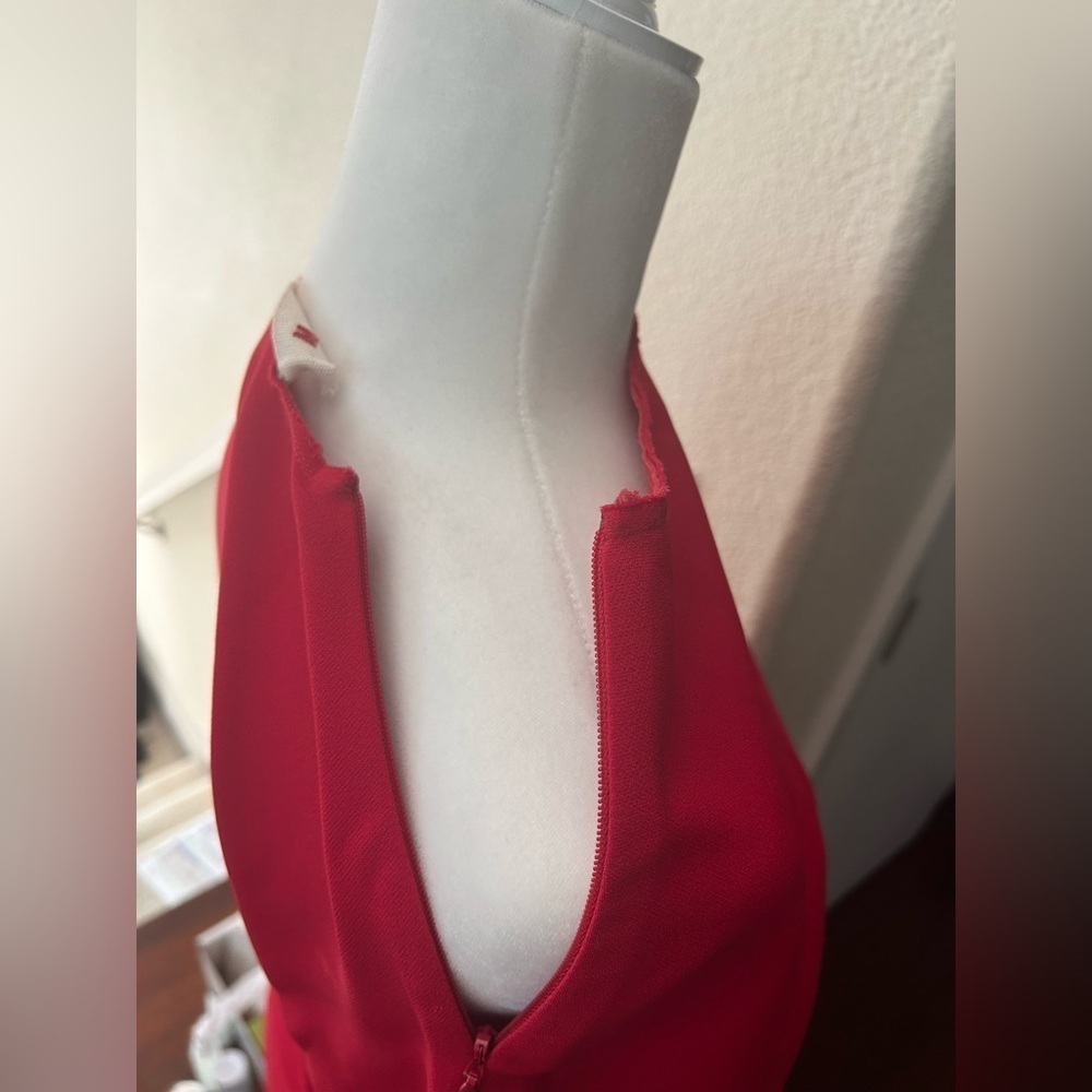 Marn Asymmetrical ALine Dress Red Midi made in Italy retail over $1500 size M - Picture 5 of 12